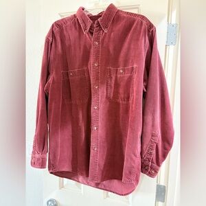 Eddie Bauer Men's Casual Corduroy Shirt - Burgundy